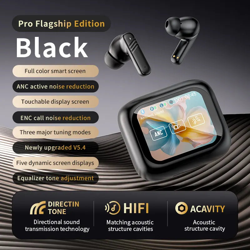 2026 New Wireless Earbuds With Touch Screen In-Headphones ANC Noise Cancellation Long Battery ENC Compatible With IOS Android