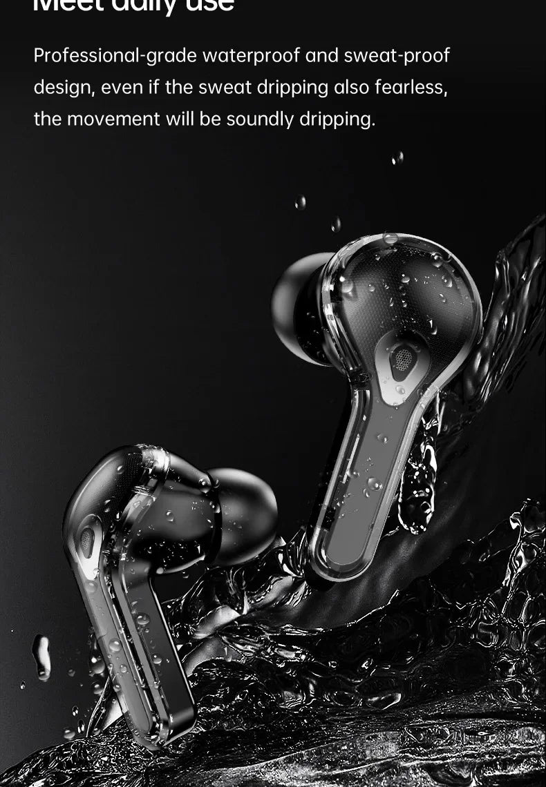 True Wireless Bluetooth Earbuds 5.4 Headphones ANC Noise Reduction Stereo Bass HD Mic Gamer Headset with LED Touch Screen Control