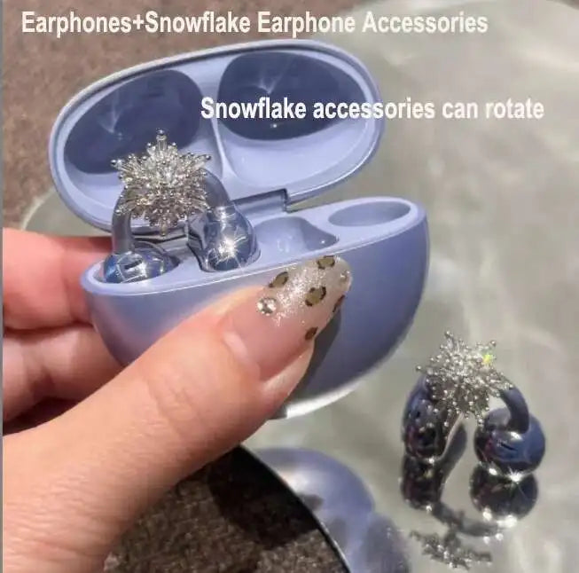 Wireless Bluetooth Earbuds Earrings Set Butterfly~Headphones Knot Snow Earbuds Accessories Waterproof Noise Cancelling Earclip Earbuds