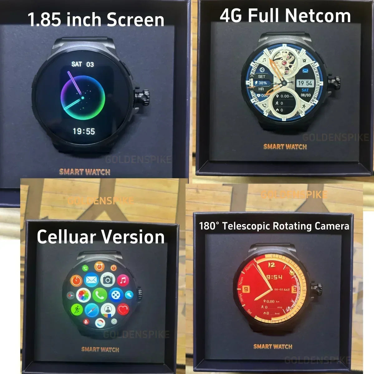 2026 New Smartwatch 1.85-inch Display High Definition Screen Android OS 4G SIM Card 180° Rotating Camera Waterproof WiFi GPS