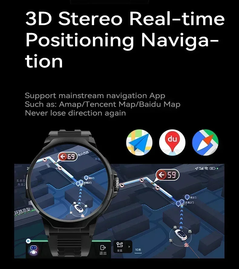 2026 New Smartwatch 1.85-inch Display High Definition Screen Android OS 4G SIM Card 180° Rotating Camera Waterproof WiFi GPS