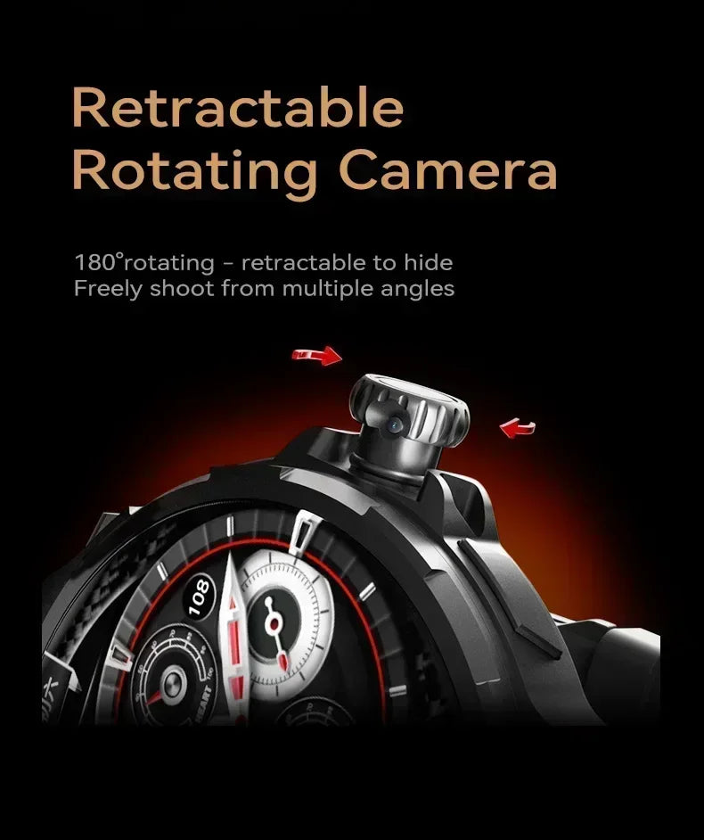 2026 New Smartwatch 1.85-inch Display High Definition Screen Android OS 4G SIM Card 180° Rotating Camera Waterproof WiFi GPS