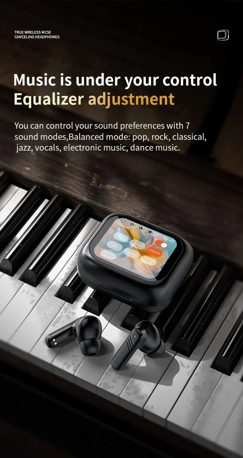 2026 New Wireless Earbuds With Touch Screen In-Headphones ANC Noise Cancellation Long Battery ENC Compatible With IOS Android