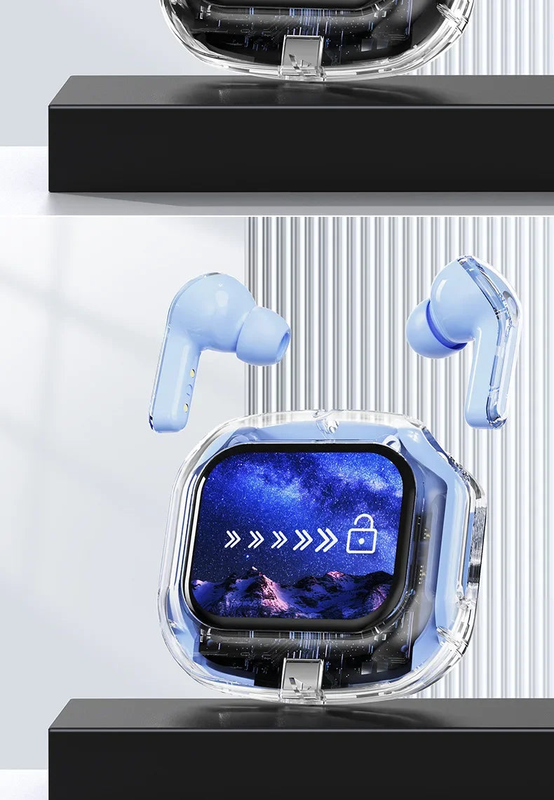 True Wireless Bluetooth Earbuds 5.4 Headphones ANC Noise Reduction Stereo Bass HD Mic Gamer Headset with LED Touch Screen Control