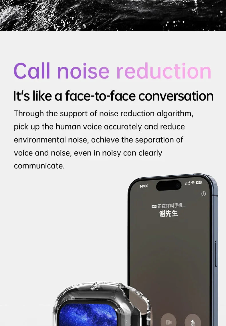 True Wireless Bluetooth Earbuds 5.4 Headphones ANC Noise Reduction Stereo Bass HD Mic Gamer Headset with LED Touch Screen Control