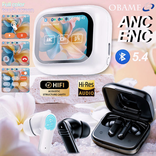 2026 New Wireless Earbuds With Touch Screen In-Headphones ANC Noise Cancellation Long Battery ENC Compatible With IOS Android