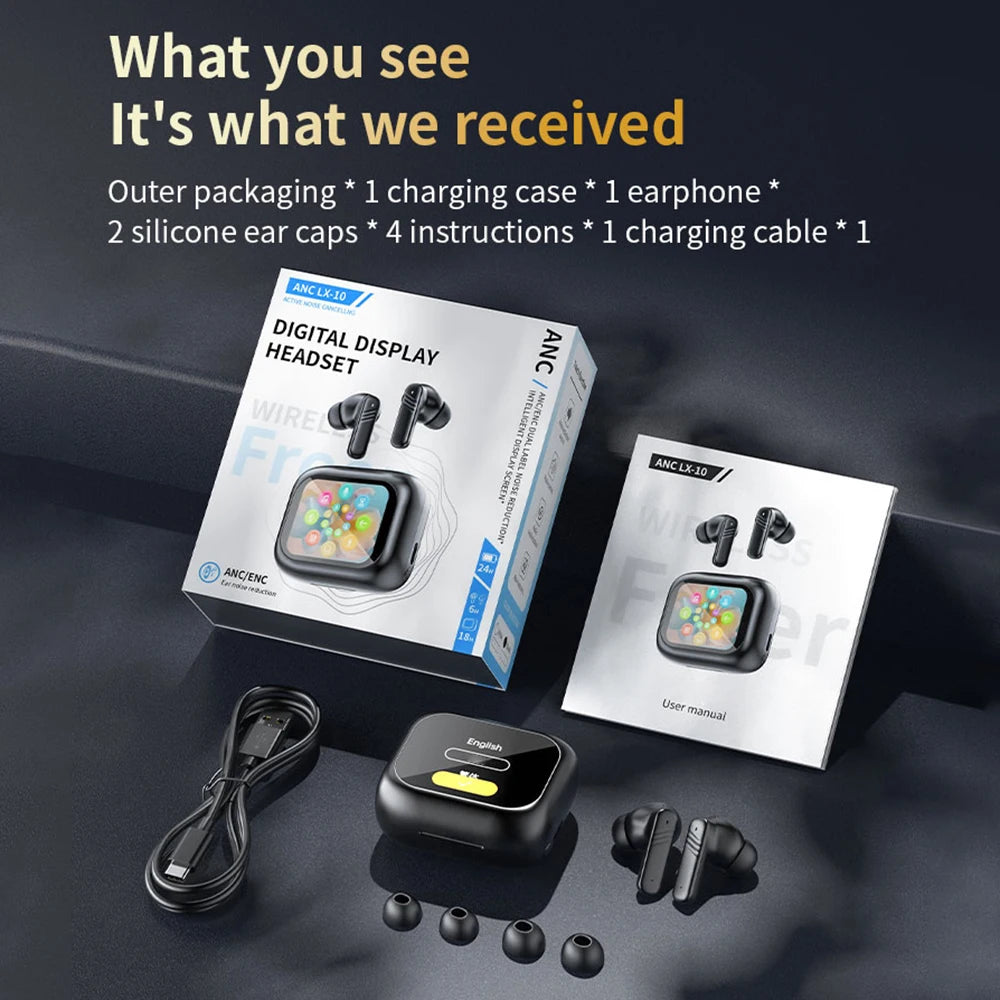 In-Ear Earbuds Wireless Earphones Bluetooth 5.4 Headphones ANC Noise Cancellation TouchScreen Bluetooth Earbuds With MIC