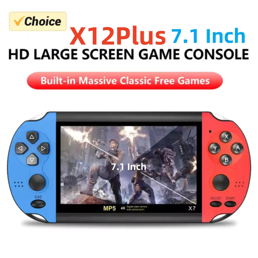 X7 X12 Plus Retro Handheld Video Game Console Linux System 4.3 5.1 7.1 Inch IPS Screen Portable Pocket Video Player Switch