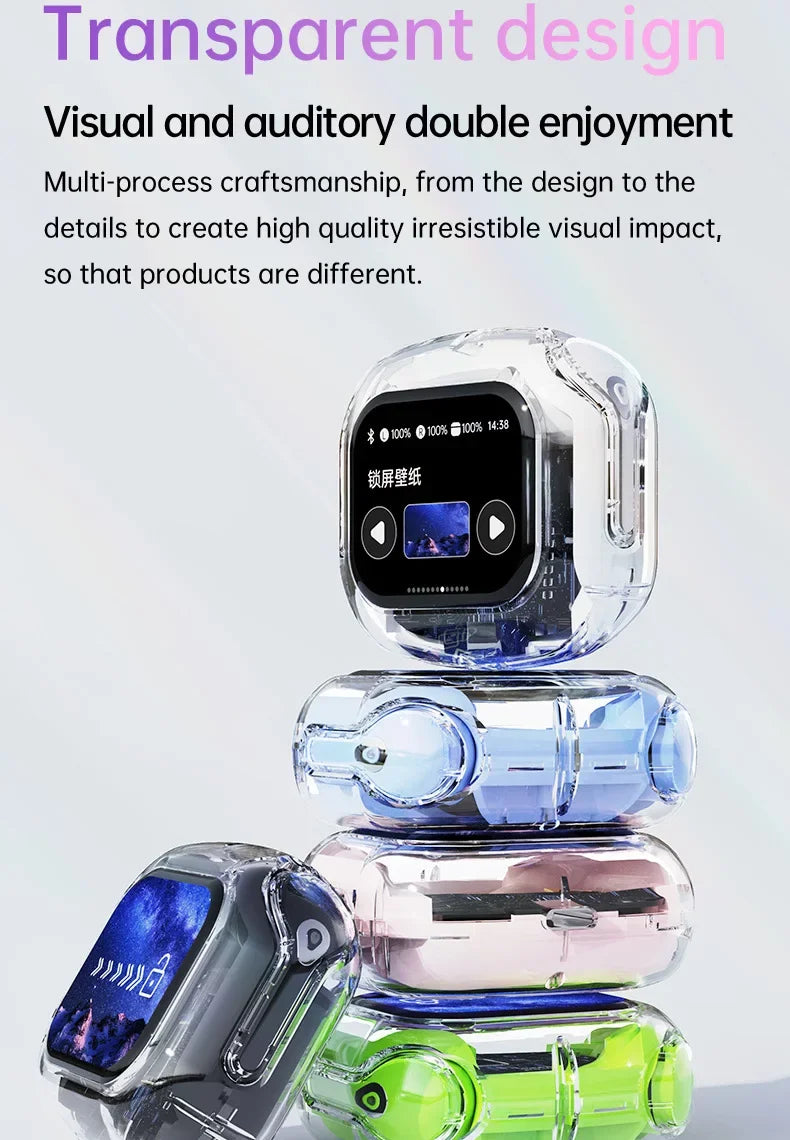 True Wireless Bluetooth Earbuds 5.4 Headphones ANC Noise Reduction Stereo Bass HD Mic Gamer Headset with LED Touch Screen Control