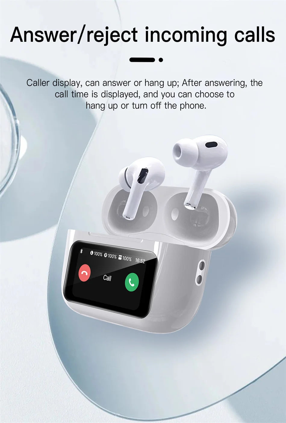 In Ear Earphones Wireless Earbuds Touch Control LCD Screen Earphone ~ headphones with ENC Noise Cancell Super Bass Premium Sound Long Battery