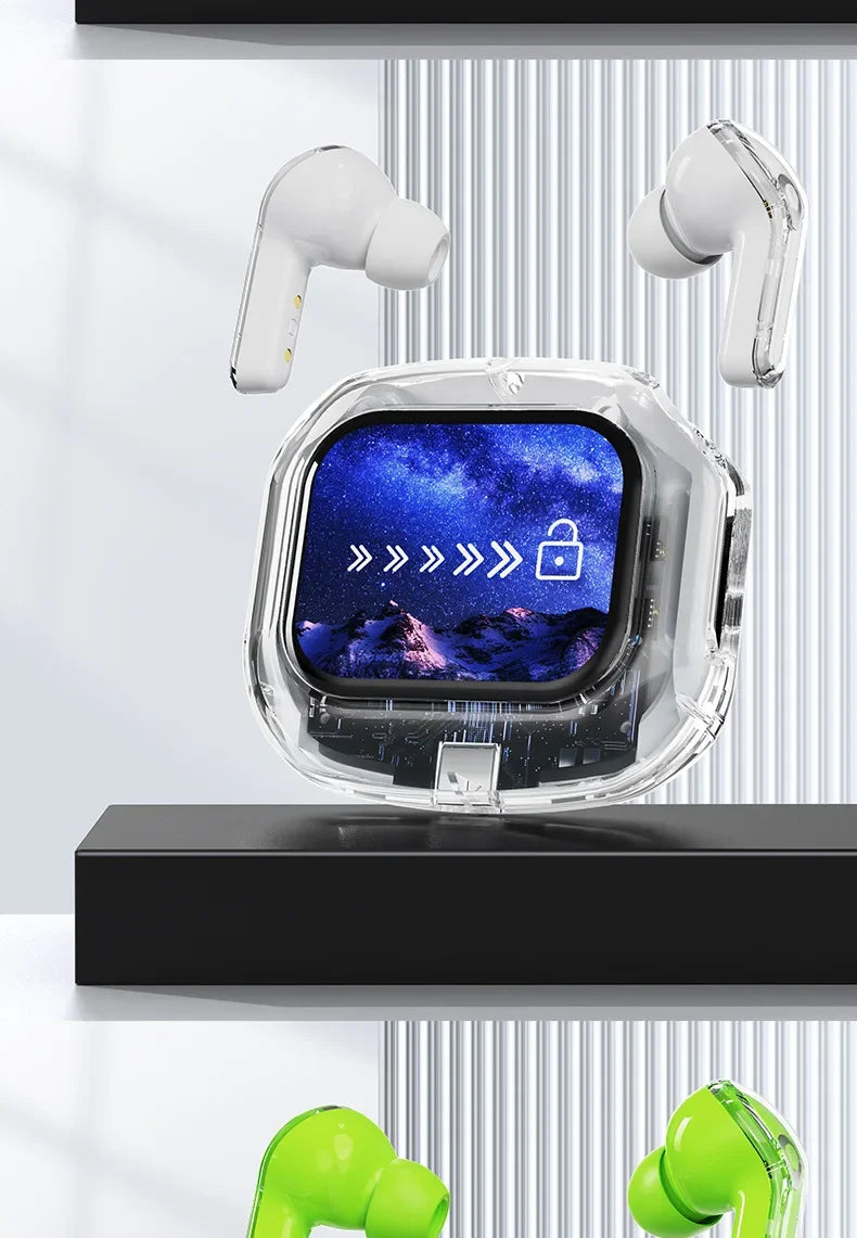 True Wireless Bluetooth Earbuds 5.4 Headphones ANC Noise Reduction Stereo Bass HD Mic Gamer Headset with LED Touch Screen Control