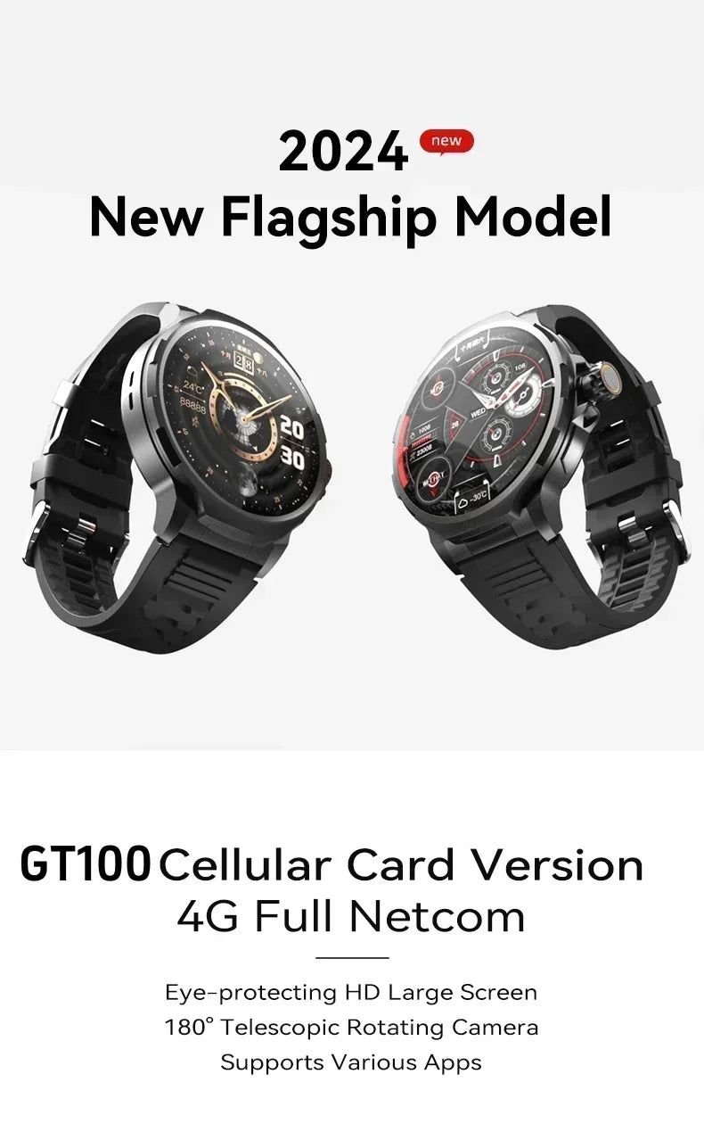 2026 New Smartwatch 1.85-inch Display High Definition Screen Android OS 4G SIM Card 180° Rotating Camera Waterproof WiFi GPS