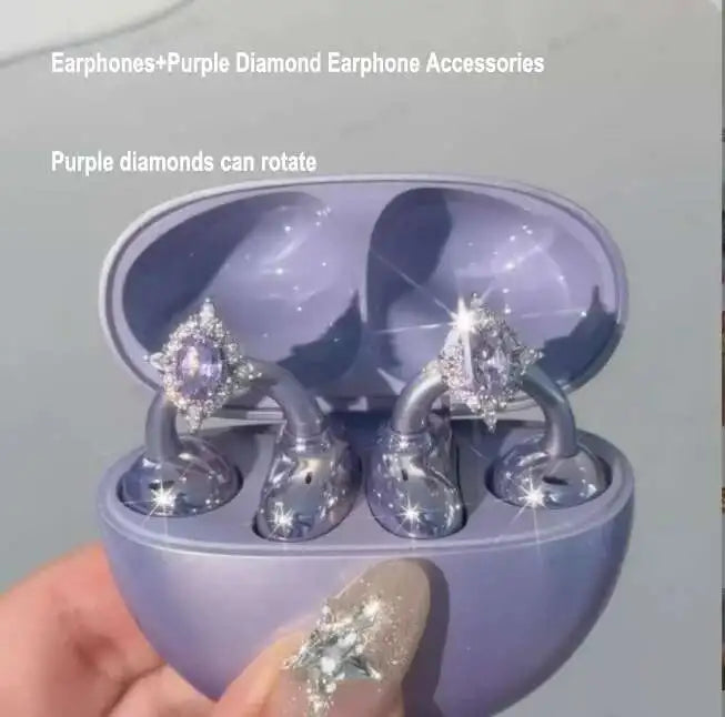 Wireless Bluetooth Earbuds Earrings Set Butterfly~Headphones Knot Snow Earbuds Accessories Waterproof Noise Cancelling Earclip Earbuds