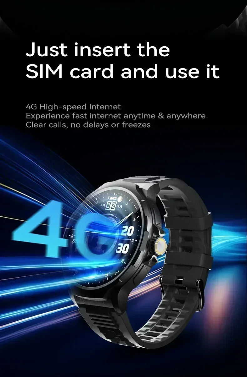 2026 New Smartwatch 1.85-inch Display High Definition Screen Android OS 4G SIM Card 180° Rotating Camera Waterproof WiFi GPS