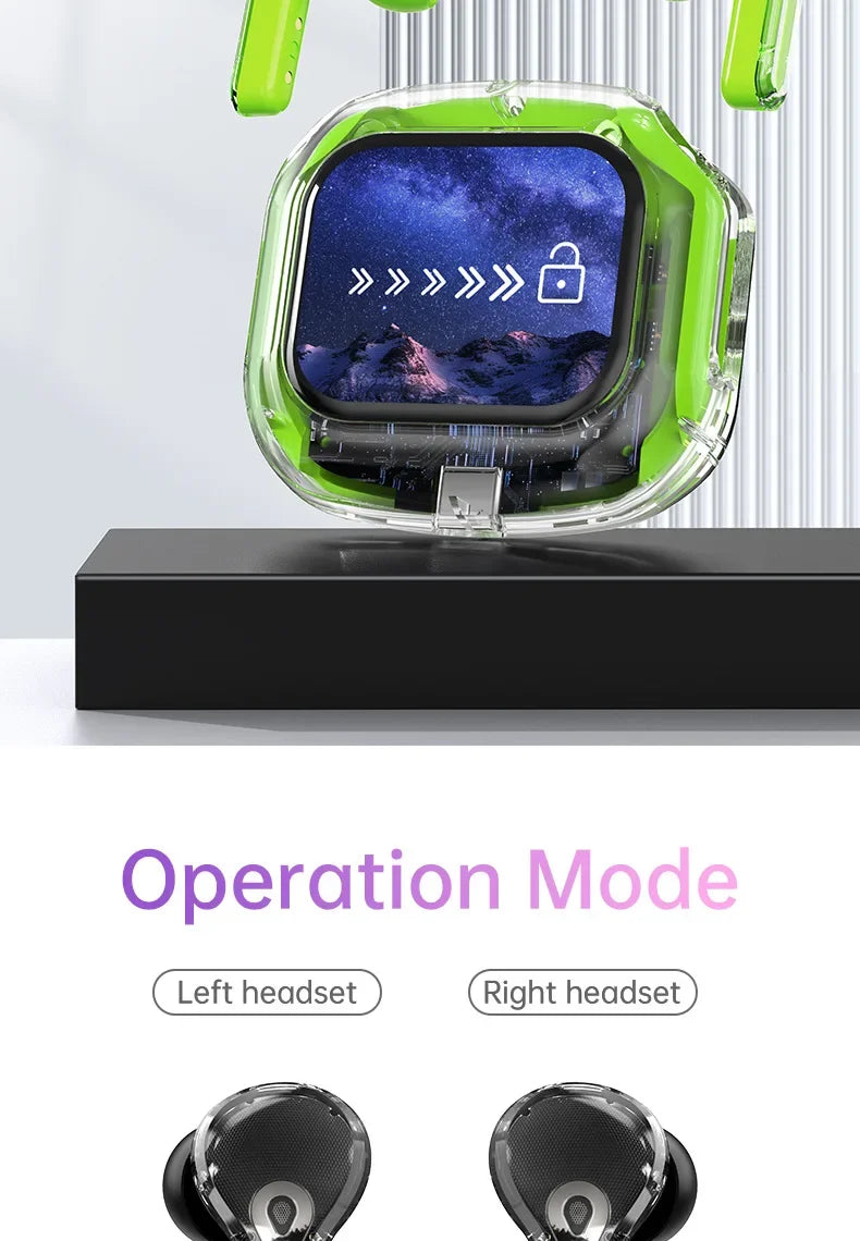 True Wireless Bluetooth Earbuds 5.4 Headphones ANC Noise Reduction Stereo Bass HD Mic Gamer Headset with LED Touch Screen Control