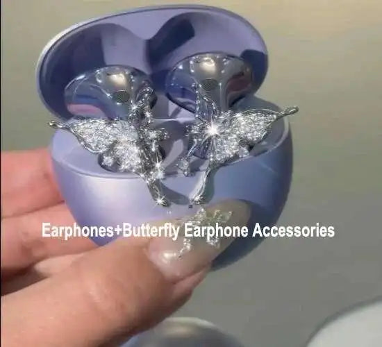 Wireless Bluetooth Earbuds Earrings Set Butterfly~Headphones Knot Snow Earbuds Accessories Waterproof Noise Cancelling Earclip Earbuds