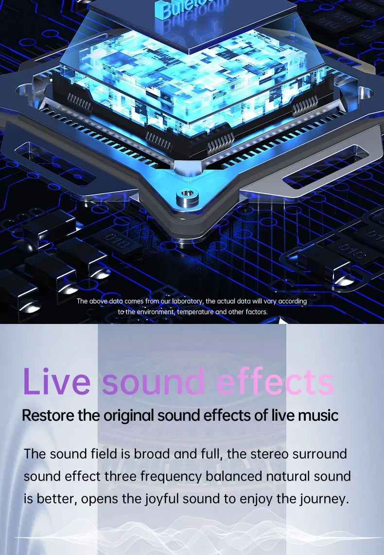 True Wireless Bluetooth Earbuds 5.4 Headphones ANC Noise Reduction Stereo Bass HD Mic Gamer Headset with LED Touch Screen Control