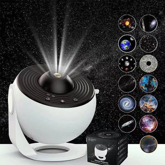 NNEDSZ High-Definition Focusable Starry Galaxy Projector Lamp - Creative Bedroom Mood Light with 13 Film Slides (Black & White)